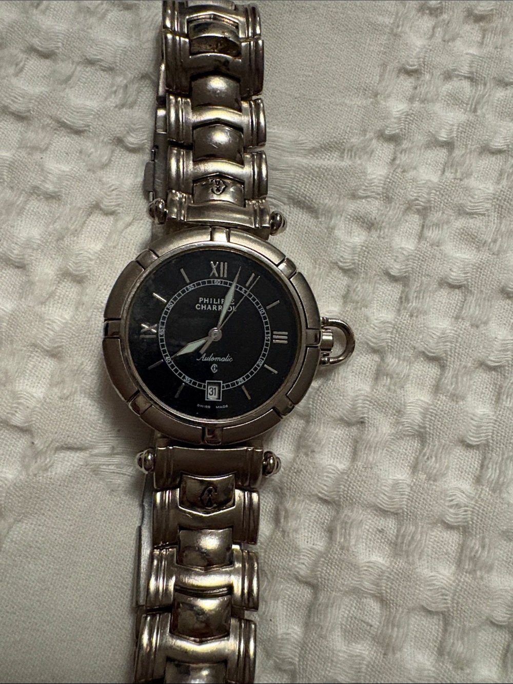 Charriol Silver Bracelet Watch with Black Dial